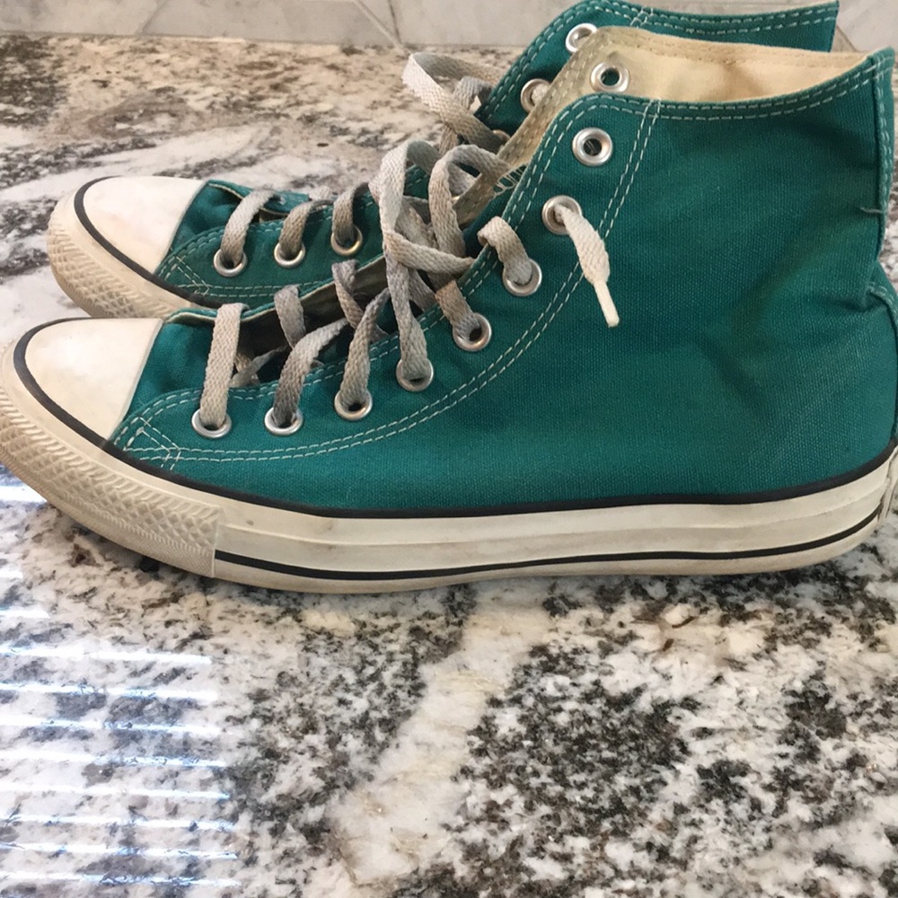 Teal converse high top